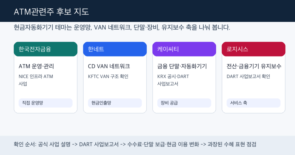 ATM관련주 4곳의 운영망 VAN 단말 유지보수 축 인포그래픽